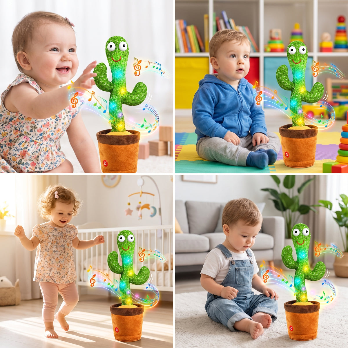 HelloKimi Singing Dancing Cactus Plush Toy for Kids Rechargeable