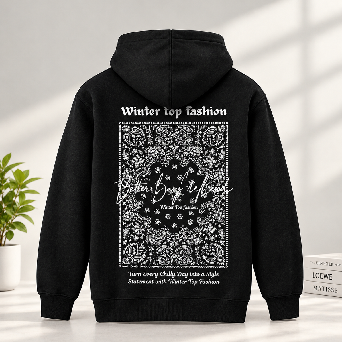 Black Paisley Hoodie & Dropsoulder Combo