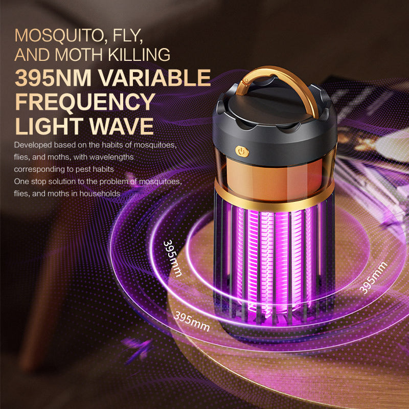 3-in-1 Electric Bug Zapper UV Light Mosquito Lamp 395nm Variable Frequency Fly Trap Silent for Home Bedroom Camping
