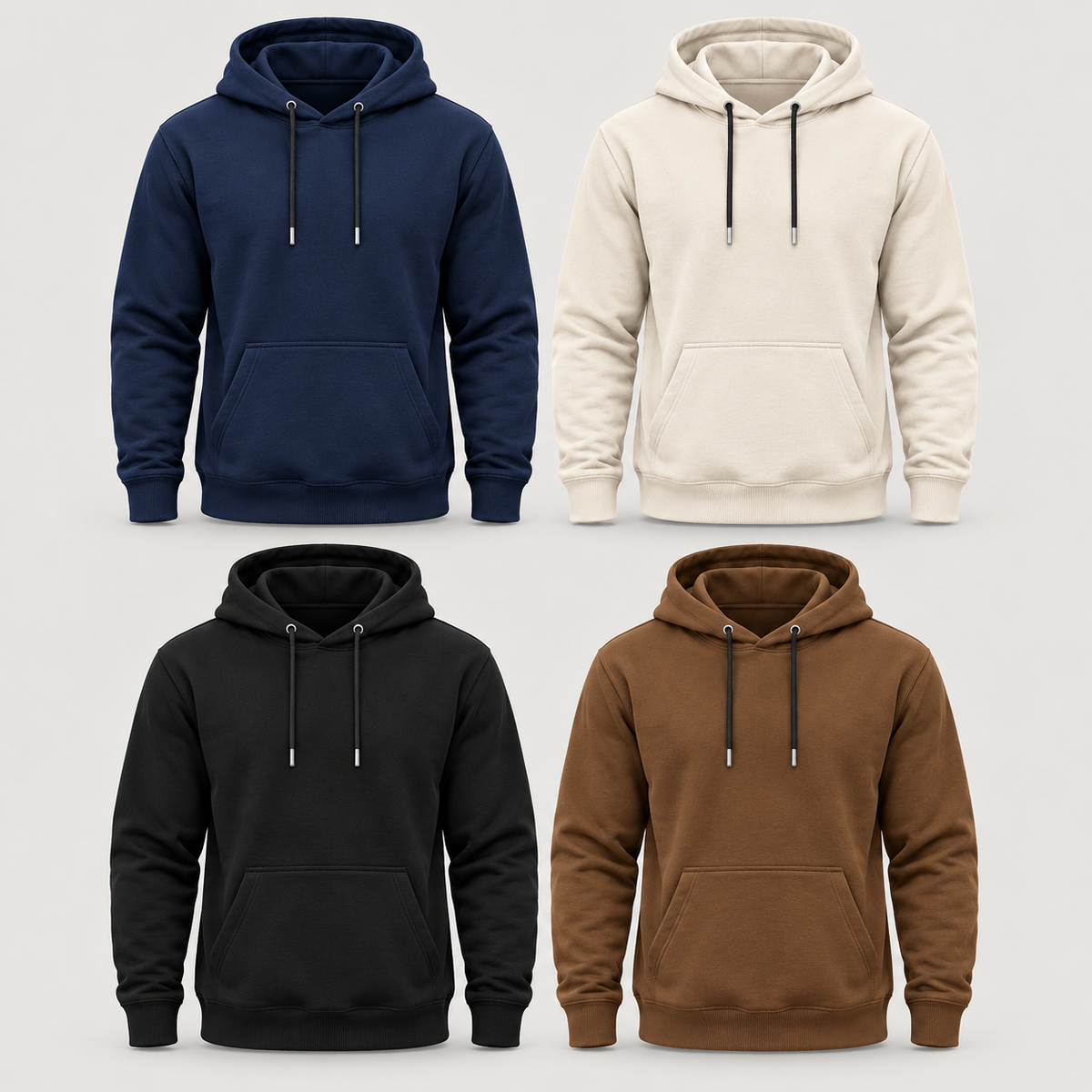 Premium Solid Color Pullover Hoodie for Men Without Print Solid Colour