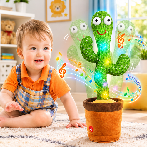 HelloKimi Singing Dancing Cactus Plush Toy for Kids Rechargeable