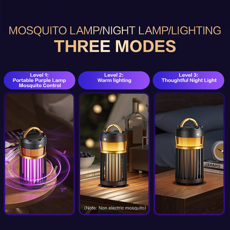 3-in-1 Electric Bug Zapper UV Light Mosquito Lamp 395nm Variable Frequency Fly Trap Silent for Home Bedroom Camping