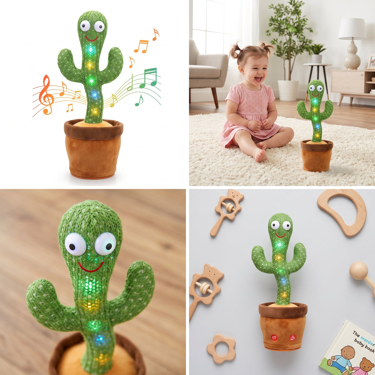 HelloKimi Singing Dancing Cactus Plush Toy for Kids Rechargeable